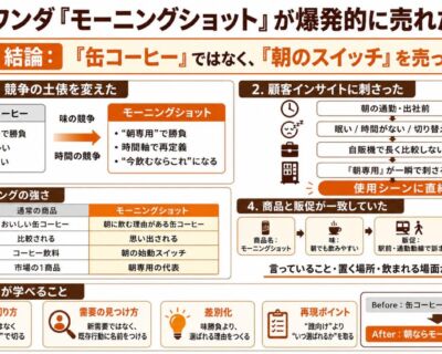 「おいしい」で戦わない。ワンダ朝専用缶コーヒーに学ぶ、オウンドメディアのポジショニング