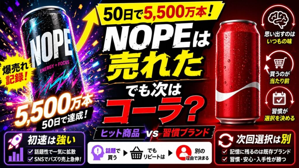 NOPEは50日で5,500万本！でも次はコーラを選ぶワケ