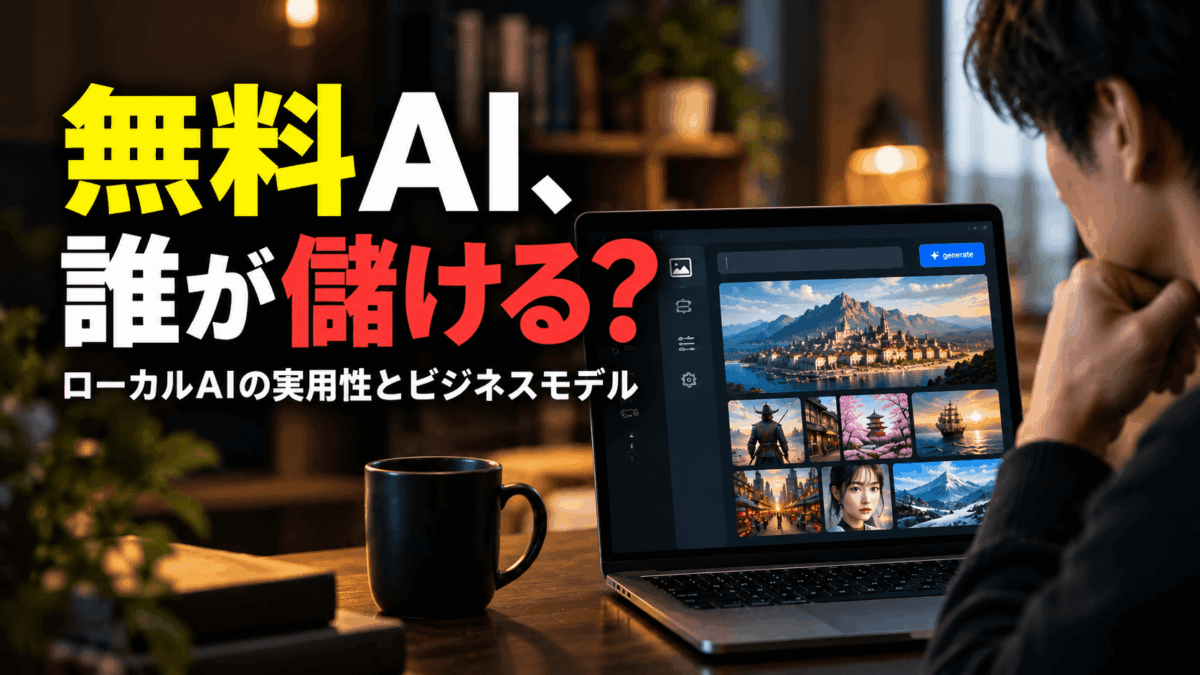 無料で何枚でも作れるローカルAI。これ、誰がどうやって儲けるの？